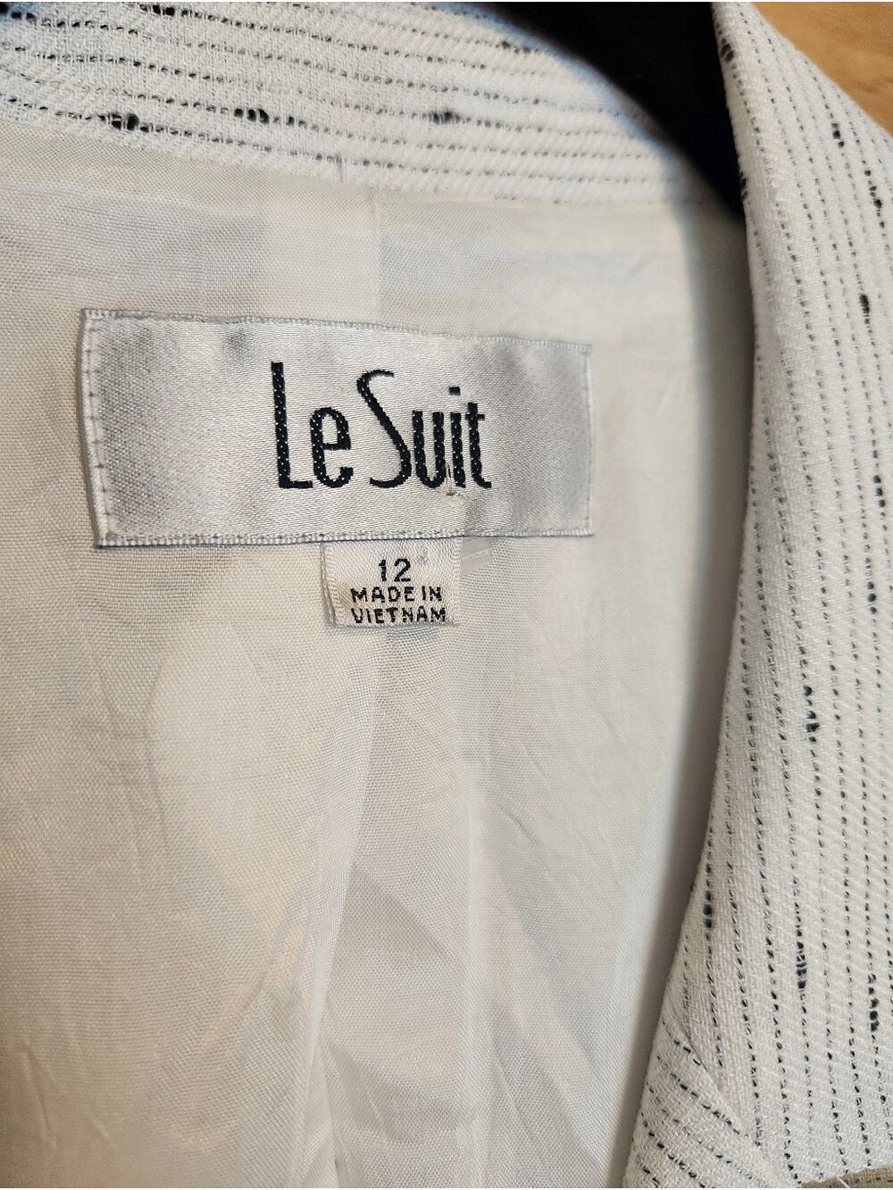 VINTAGE LE SUIT WARM WHITE TEXTURED WRAP BLAZER TIE WAIST JACKET 12 CAREER - Picture 4 of 11